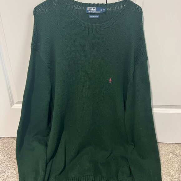 Polo Ralph Lauren Sweater Mens 3XLT Green Crewneck Knit Pullover Pink Pony - Picture 2 of 5